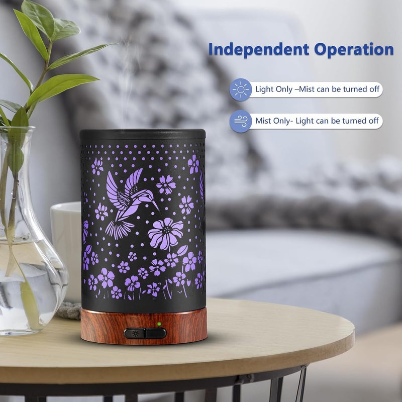 EQUSUPRO Essential Oil Diffuser Aromatherapy Diffuser - Metal Aroma Diffuser for Home 150ml Ultrasonic Cool Mist Diffuser with 7 Colors Light Auto Shut-Off Protection for Home Office Decor & Gift(Hummingbird) - Image 4
